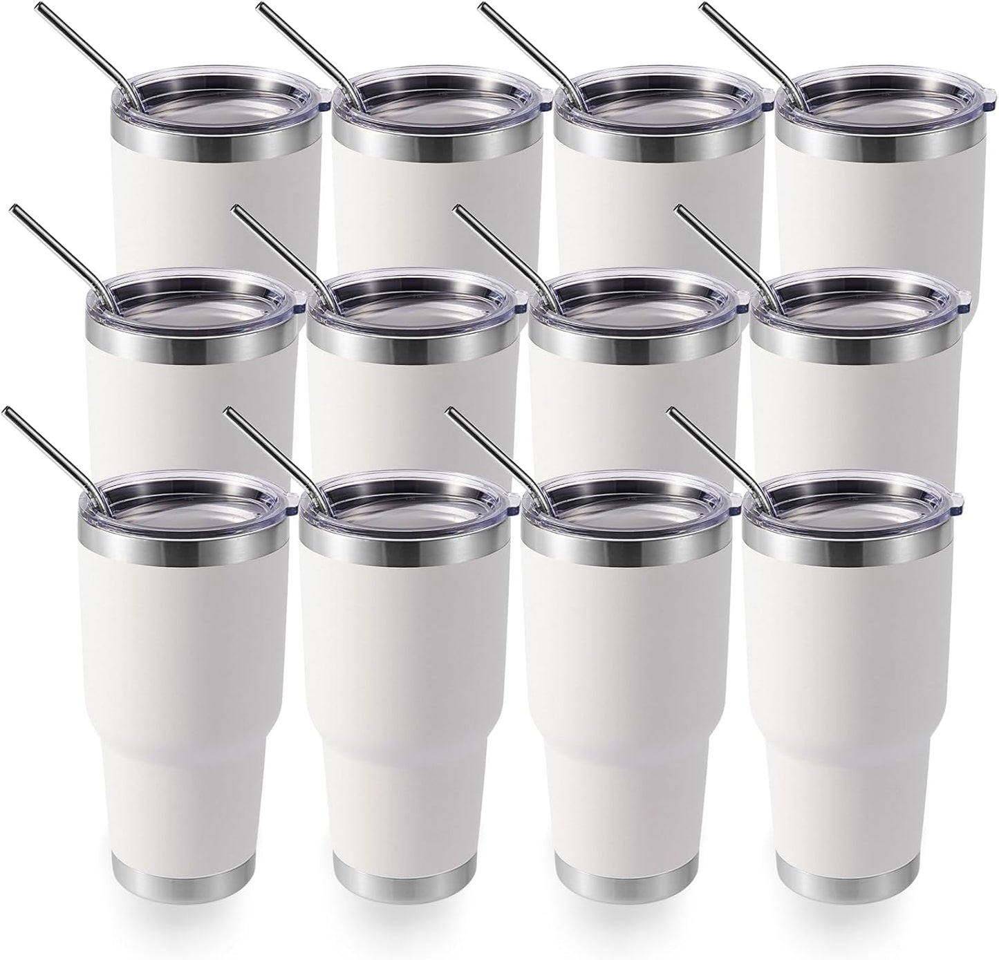 Volhoply 30oz Insulated Tumbler with Lid and Straw, Double Wall Inner & Outer 304 Stainless Steel Coffee Cup, Travel Mug Reusable Thermal Cup for Cold & Hot Drinks (Navy,1 Pack)