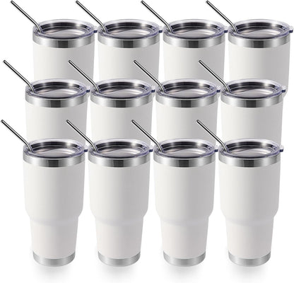 Volhoply 30oz Insulated Tumbler with Lid and Straw, Double Wall Inner & Outer 304 Stainless Steel Coffee Cup, Travel Mug Reusable Thermal Cup for Cold & Hot Drinks (Navy,1 Pack)