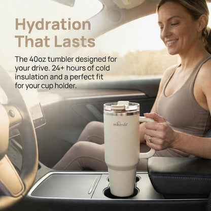 Insulated Tumbler with Straw | Double Wall Stainless Steel Travel Mug | Leak Proof Lid, 24hr Cold & 12hr Hot | Reusable Water Bottle for Office, Gym, Hiking (olive green, 40, Fluid Ounces)