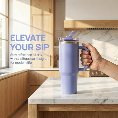 Insulated Tumbler with Straw | Double Wall Stainless Steel Travel Mug | Leak Proof Lid, 24hr Cold & 12hr Hot | Reusable Water Bottle for Office, Gym, Hiking (olive green, 40, Fluid Ounces)