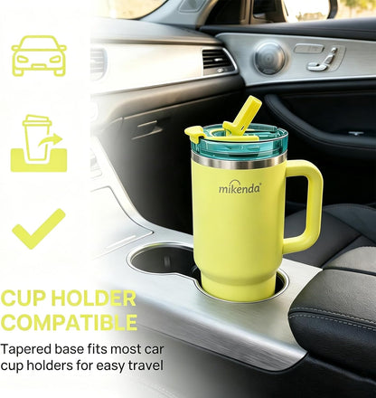 Insulated Tumbler with Straw | Double Wall Stainless Steel Travel Mug | Leak Proof Lid, 24hr Cold & 12hr Hot | Reusable Water Bottle for Office, Gym, Hiking (olive green, 40, Fluid Ounces)
