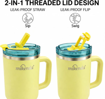 Insulated Tumbler with Straw | Double Wall Stainless Steel Travel Mug | Leak Proof Lid, 24hr Cold & 12hr Hot | Reusable Water Bottle for Office, Gym, Hiking (olive green, 40, Fluid Ounces)