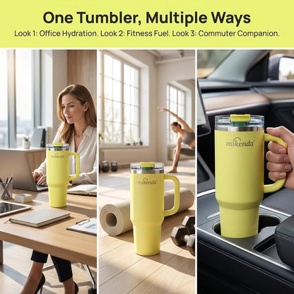 Insulated Tumbler with Straw | Double Wall Stainless Steel Travel Mug | Leak Proof Lid, 24hr Cold & 12hr Hot | Reusable Water Bottle for Office, Gym, Hiking (olive green, 40, Fluid Ounces)
