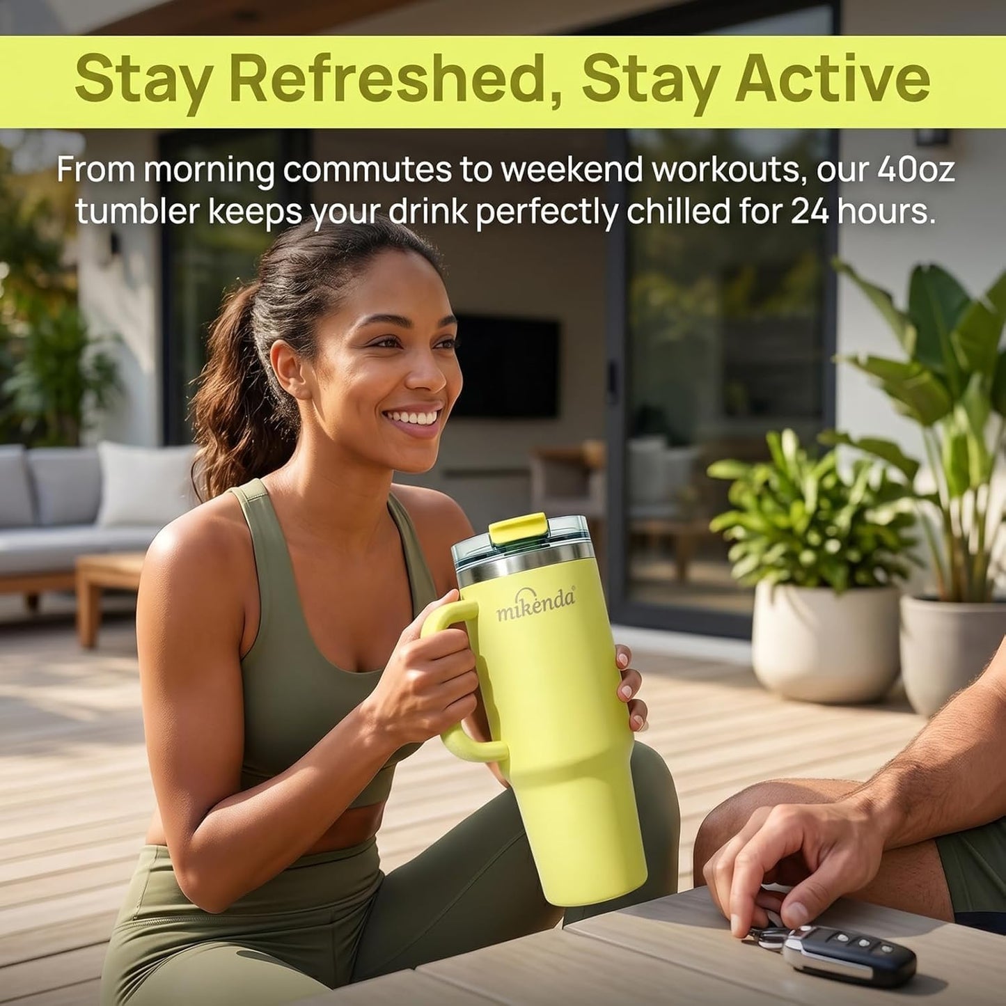 Insulated Tumbler with Straw | Double Wall Stainless Steel Travel Mug | Leak Proof Lid, 24hr Cold & 12hr Hot | Reusable Water Bottle for Office, Gym, Hiking (olive green, 40, Fluid Ounces)