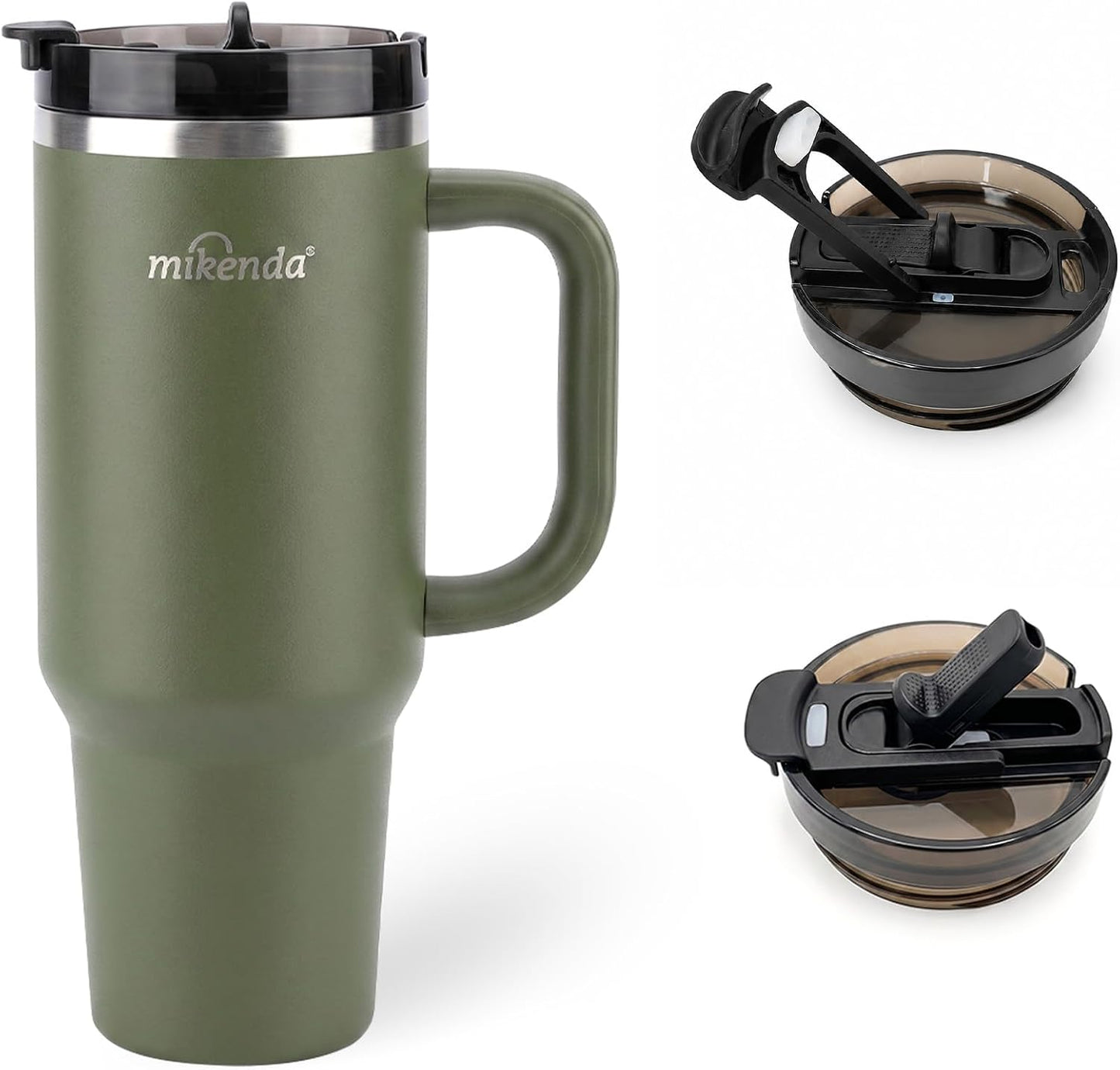 Insulated Tumbler with Straw | Double Wall Stainless Steel Travel Mug | Leak Proof Lid, 24hr Cold & 12hr Hot | Reusable Water Bottle for Office, Gym, Hiking (olive green, 40, Fluid Ounces)