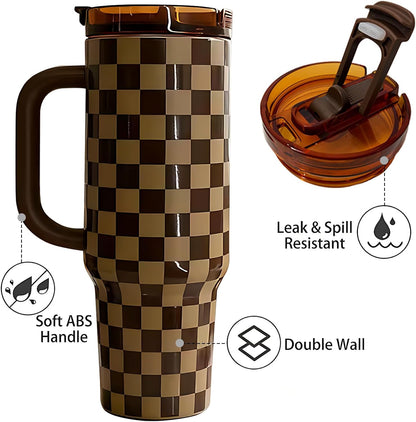 Insulated Tumbler with Straw | Double Wall Stainless Steel Travel Mug | Leak Proof Lid, 24hr Cold & 12hr Hot | Reusable Water Bottle for Office, Gym, Hiking (olive green, 40, Fluid Ounces)
