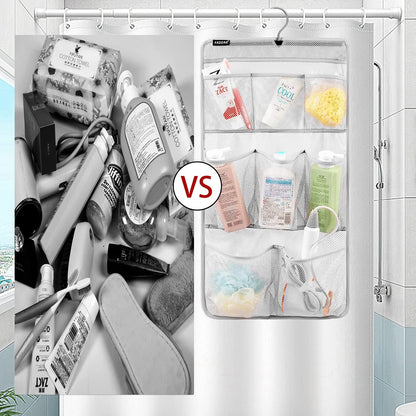Mesh Shower Organizer Hanging Caddy Quick Dry Bathroom Storage for Toiletry Accessories with Rotating Hanger (12 Pockets)