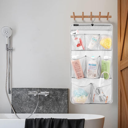 Mesh Shower Organizer Hanging Caddy Quick Dry Bathroom Storage for Toiletry Accessories with Rotating Hanger (12 Pockets)