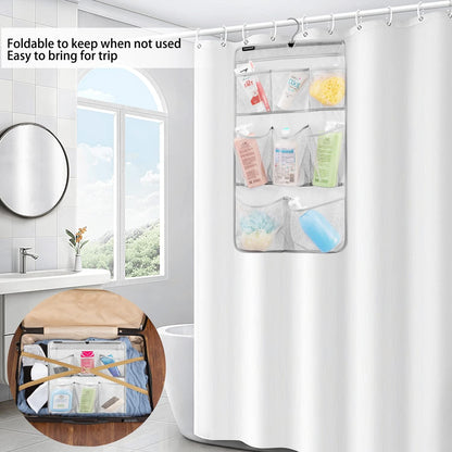 Mesh Shower Organizer Hanging Caddy Quick Dry Bathroom Storage for Toiletry Accessories with Rotating Hanger (12 Pockets)