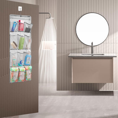 Mesh Shower Organizer Hanging Caddy Quick Dry Bathroom Storage for Toiletry Accessories with Rotating Hanger (12 Pockets)