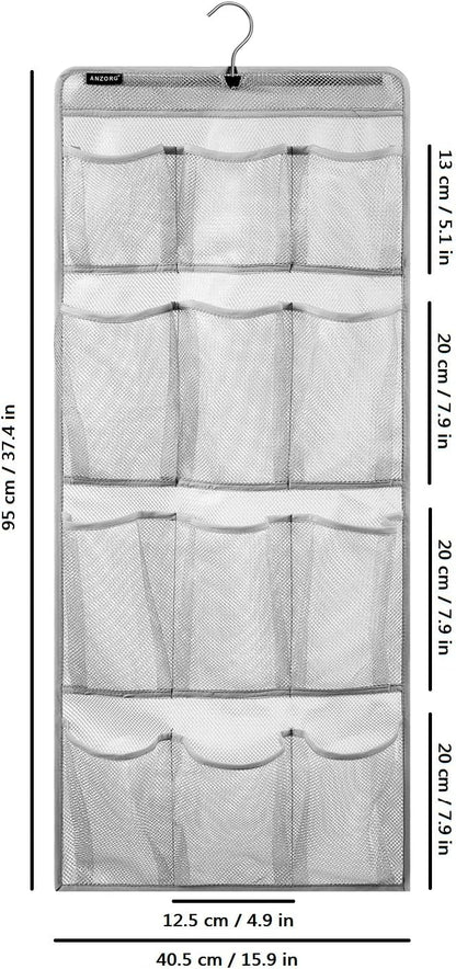 Mesh Shower Organizer Hanging Caddy Quick Dry Bathroom Storage for Toiletry Accessories with Rotating Hanger (12 Pockets)