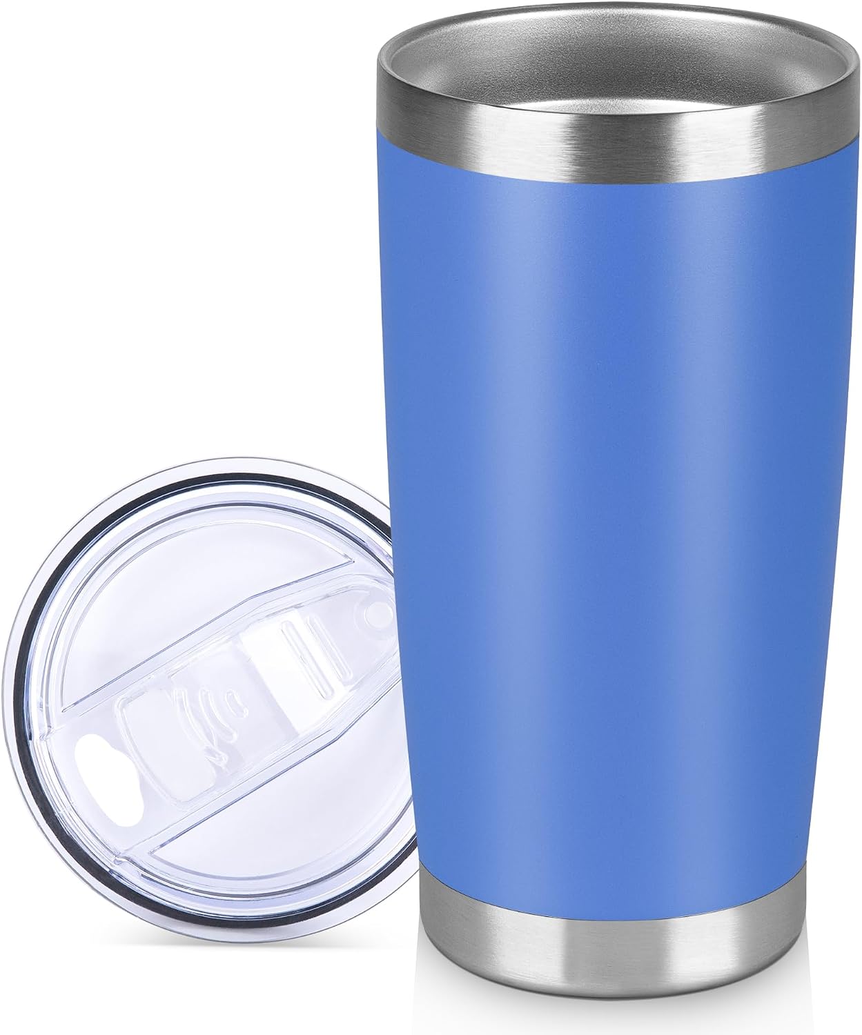 20 oz Tumbler Stainless Steel Tumblers Bulk with Lid Double Wall Insulated Coffee Tumbler Cups for Hot & Cold Drinks Powder Coated Travel Coffee Tumbler Mug Metal (Stainless Steel, 1 pack)