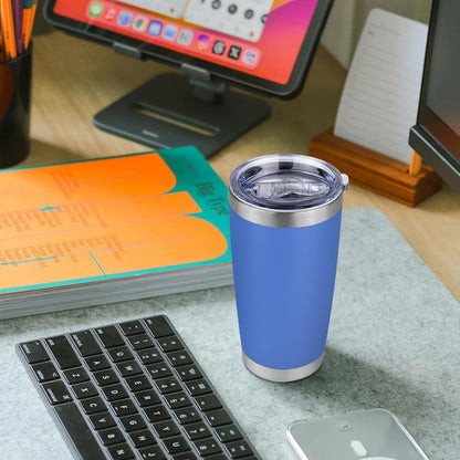 20 oz Tumbler Stainless Steel Tumblers Bulk with Lid Double Wall Insulated Coffee Tumbler Cups for Hot & Cold Drinks Powder Coated Travel Coffee Tumbler Mug Metal (Stainless Steel, 1 pack)
