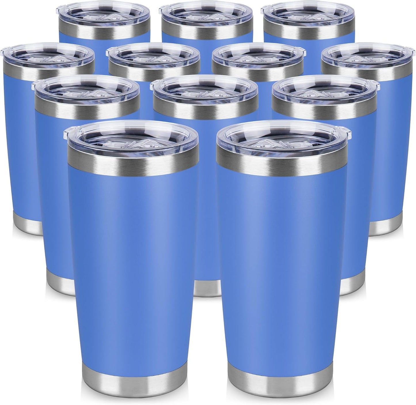 20 oz Tumbler Stainless Steel Tumblers Bulk with Lid Double Wall Insulated Coffee Tumbler Cups for Hot & Cold Drinks Powder Coated Travel Coffee Tumbler Mug Metal (Stainless Steel, 1 pack)