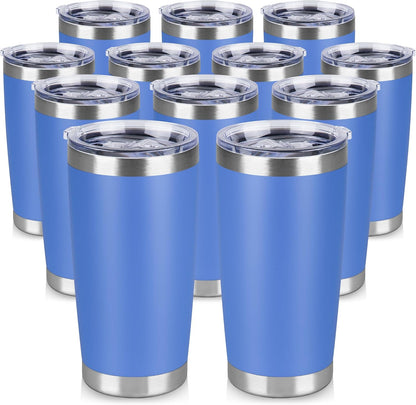 20 oz Tumbler Stainless Steel Tumblers Bulk with Lid Double Wall Insulated Coffee Tumbler Cups for Hot & Cold Drinks Powder Coated Travel Coffee Tumbler Mug Metal (Stainless Steel, 1 pack)