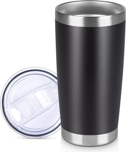 20 oz Tumbler Stainless Steel Tumblers Bulk with Lid Double Wall Insulated Coffee Tumbler Cups for Hot & Cold Drinks Powder Coated Travel Coffee Tumbler Mug Metal (Stainless Steel, 1 pack)