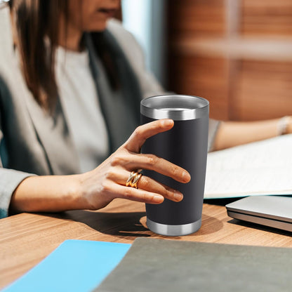 20 oz Tumbler Stainless Steel Tumblers Bulk with Lid Double Wall Insulated Coffee Tumbler Cups for Hot & Cold Drinks Powder Coated Travel Coffee Tumbler Mug Metal (Stainless Steel, 1 pack)