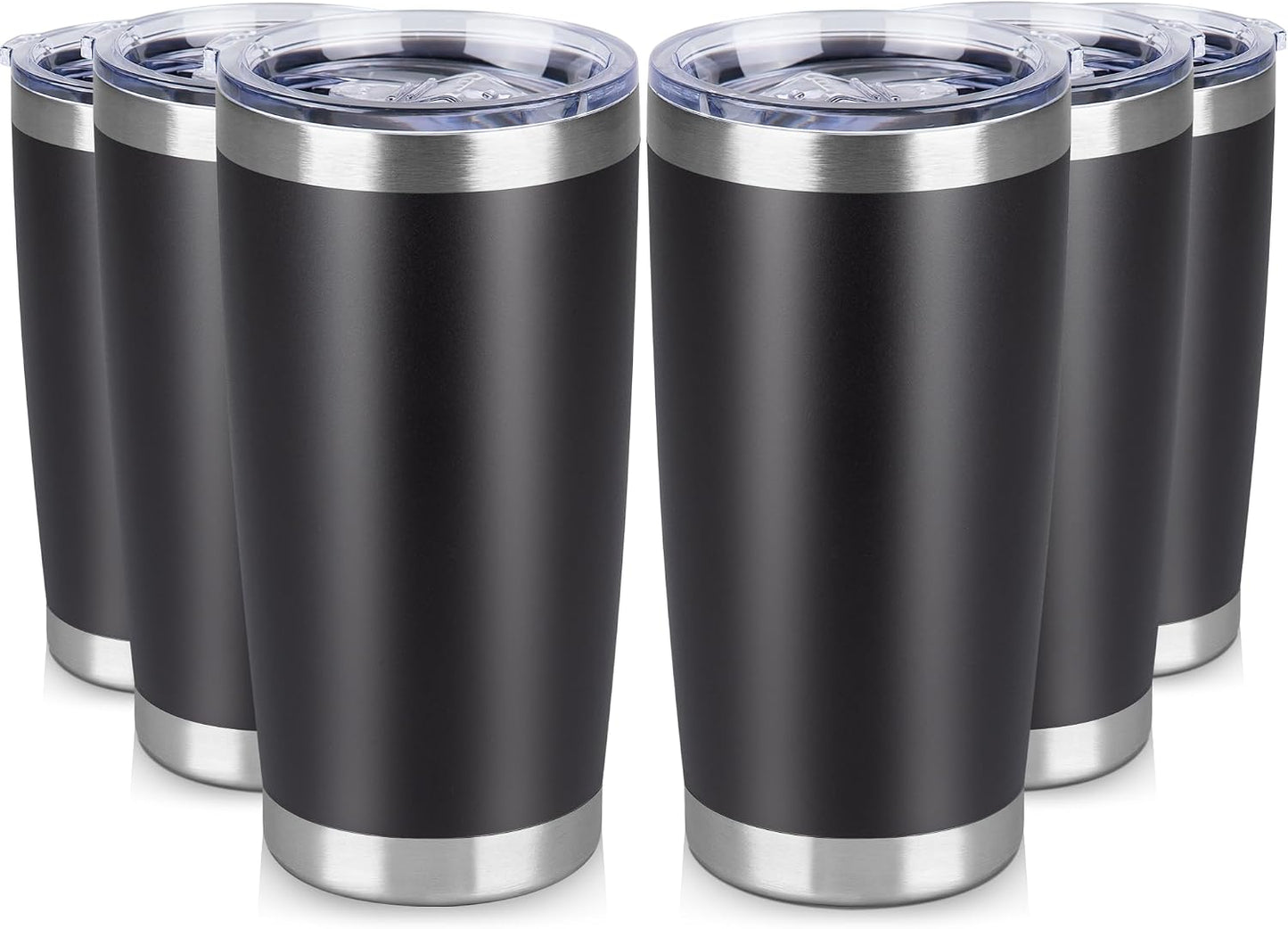 20 oz Tumbler Stainless Steel Tumblers Bulk with Lid Double Wall Insulated Coffee Tumbler Cups for Hot & Cold Drinks Powder Coated Travel Coffee Tumbler Mug Metal (Stainless Steel, 1 pack)