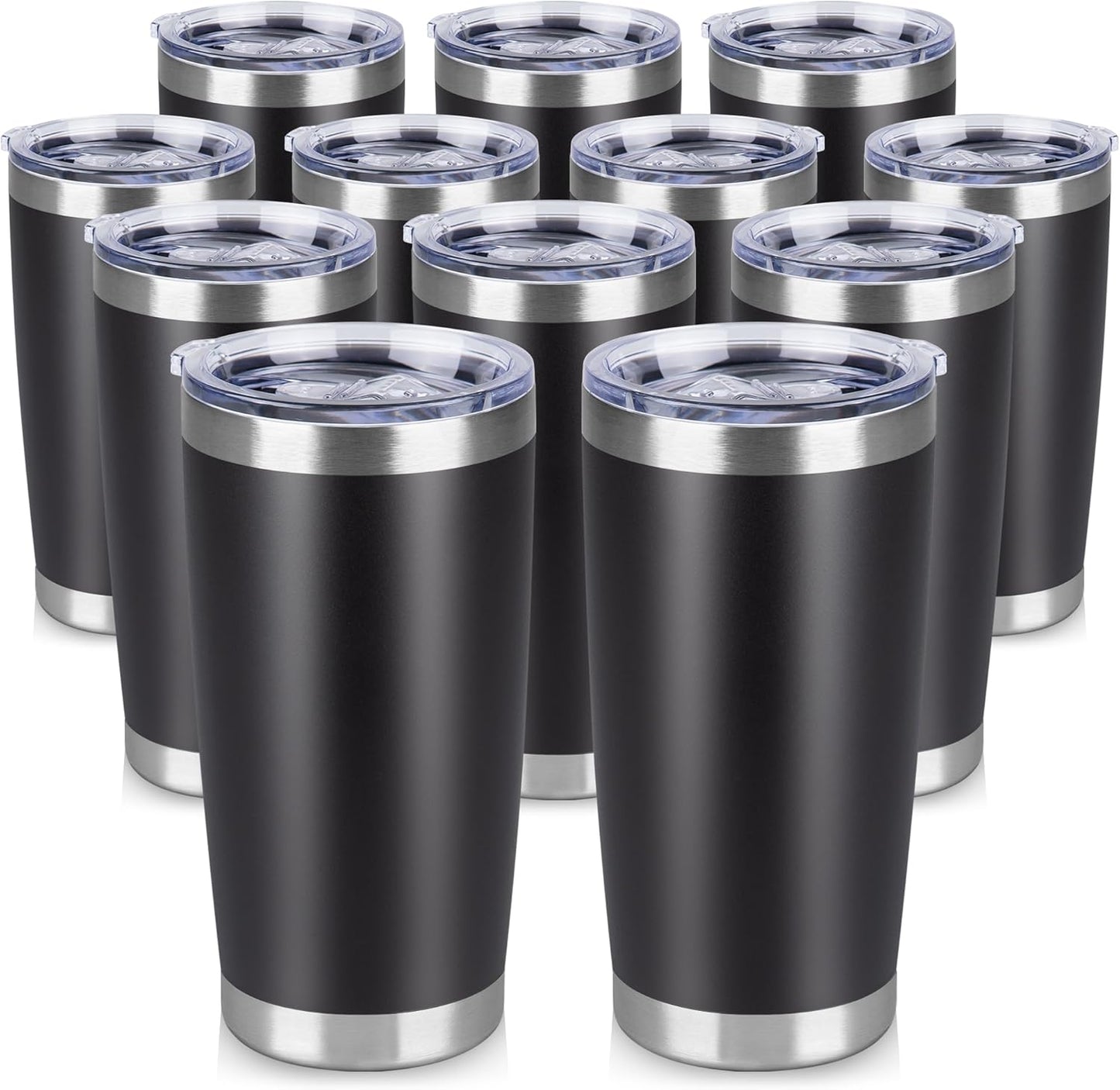 20 oz Tumbler Stainless Steel Tumblers Bulk with Lid Double Wall Insulated Coffee Tumbler Cups for Hot & Cold Drinks Powder Coated Travel Coffee Tumbler Mug Metal (Stainless Steel, 1 pack)