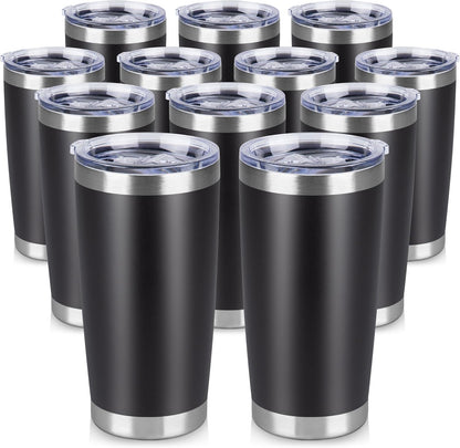 20 oz Tumbler Stainless Steel Tumblers Bulk with Lid Double Wall Insulated Coffee Tumbler Cups for Hot & Cold Drinks Powder Coated Travel Coffee Tumbler Mug Metal (Stainless Steel, 1 pack)
