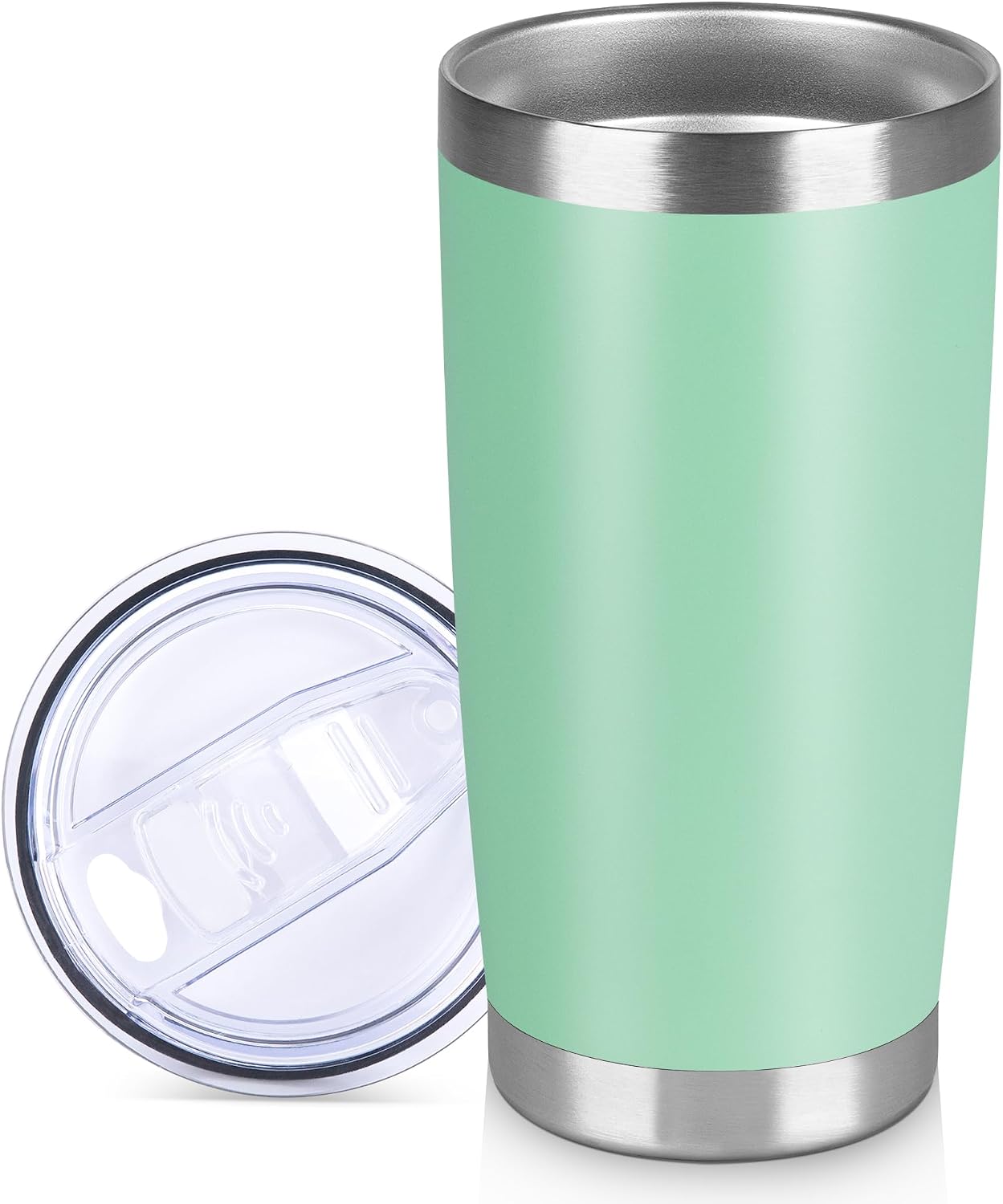 20 oz Tumbler Stainless Steel Tumblers Bulk with Lid Double Wall Insulated Coffee Tumbler Cups for Hot & Cold Drinks Powder Coated Travel Coffee Tumbler Mug Metal (Stainless Steel, 1 pack)