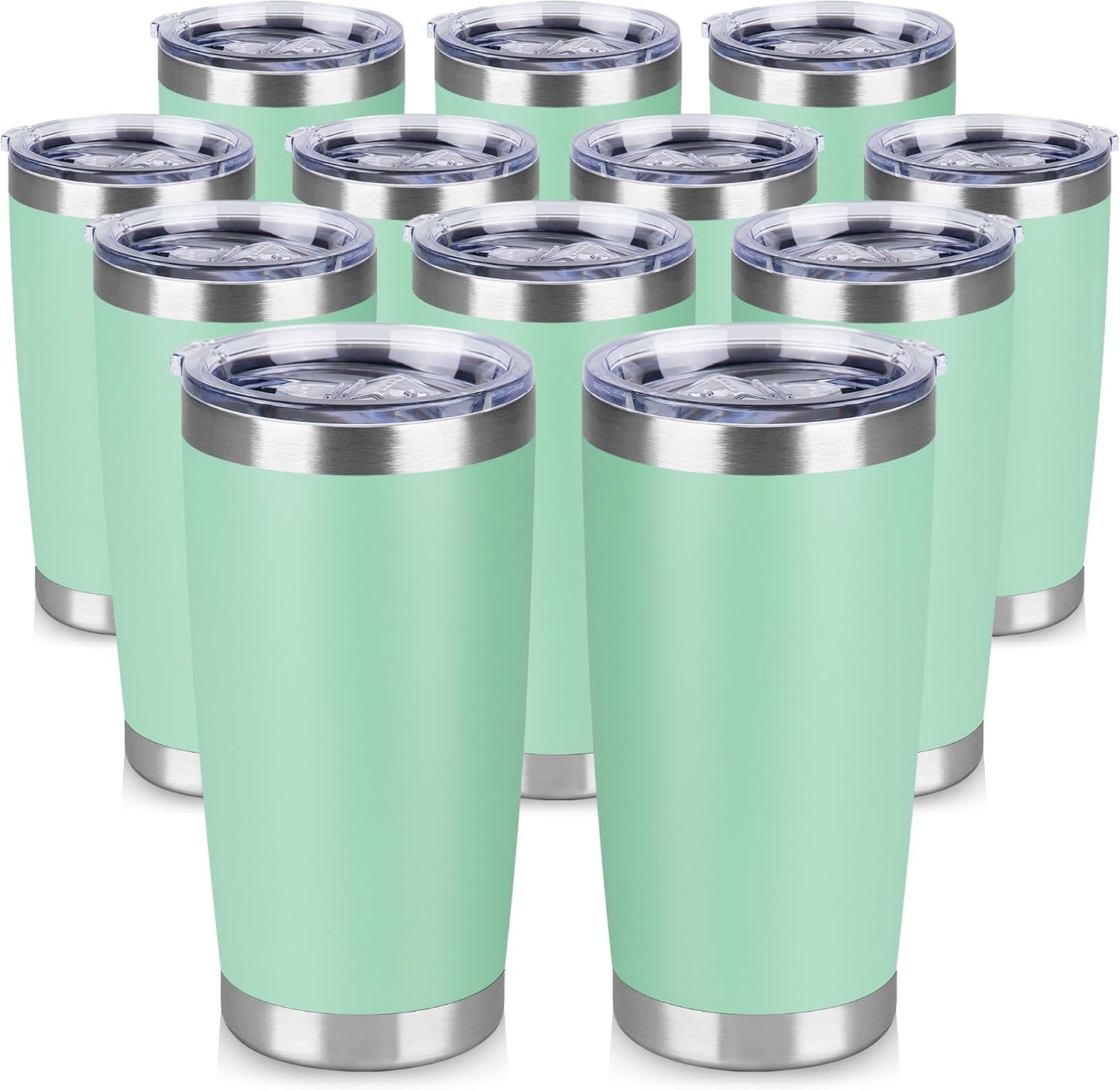 20 oz Tumbler Stainless Steel Tumblers Bulk with Lid Double Wall Insulated Coffee Tumbler Cups for Hot & Cold Drinks Powder Coated Travel Coffee Tumbler Mug Metal (Stainless Steel, 1 pack)