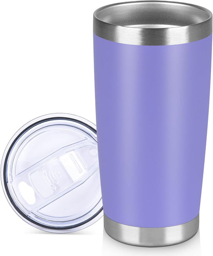 20 oz Tumbler Stainless Steel Tumblers Bulk with Lid Double Wall Insulated Coffee Tumbler Cups for Hot & Cold Drinks Powder Coated Travel Coffee Tumbler Mug Metal (Stainless Steel, 1 pack)