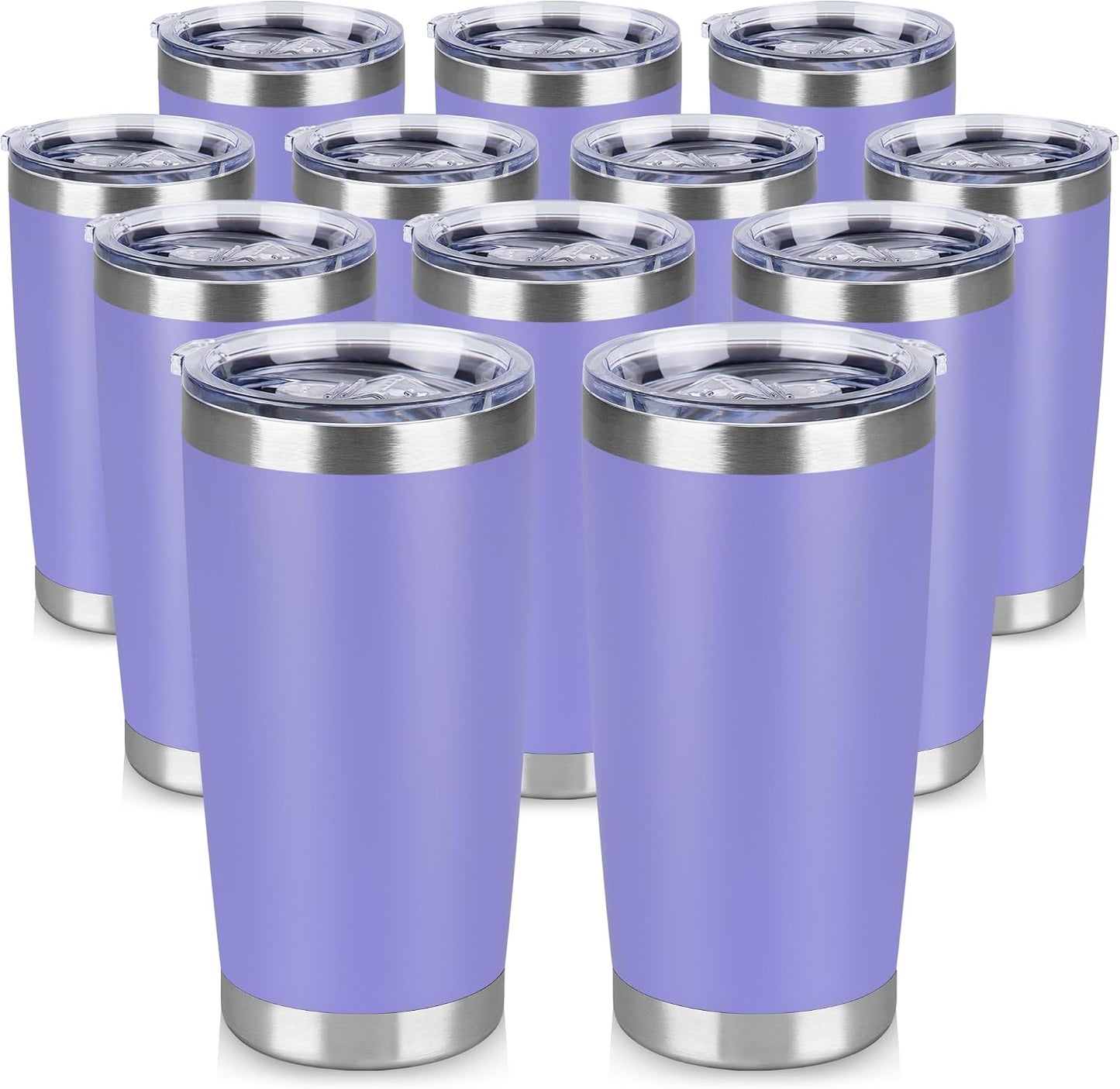 20 oz Tumbler Stainless Steel Tumblers Bulk with Lid Double Wall Insulated Coffee Tumbler Cups for Hot & Cold Drinks Powder Coated Travel Coffee Tumbler Mug Metal (Stainless Steel, 1 pack)