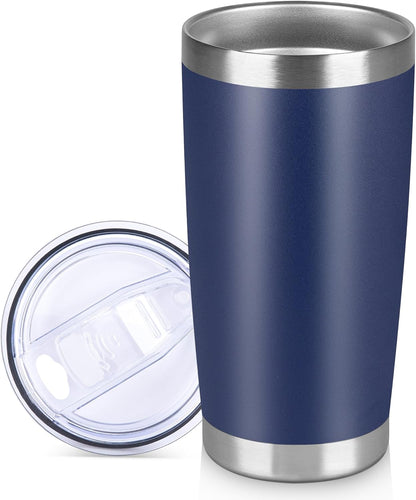 20 oz Tumbler Stainless Steel Tumblers Bulk with Lid Double Wall Insulated Coffee Tumbler Cups for Hot & Cold Drinks Powder Coated Travel Coffee Tumbler Mug Metal (Stainless Steel, 1 pack)
