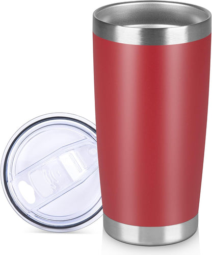 20 oz Tumbler Stainless Steel Tumblers Bulk with Lid Double Wall Insulated Coffee Tumbler Cups for Hot & Cold Drinks Powder Coated Travel Coffee Tumbler Mug Metal (Stainless Steel, 1 pack)