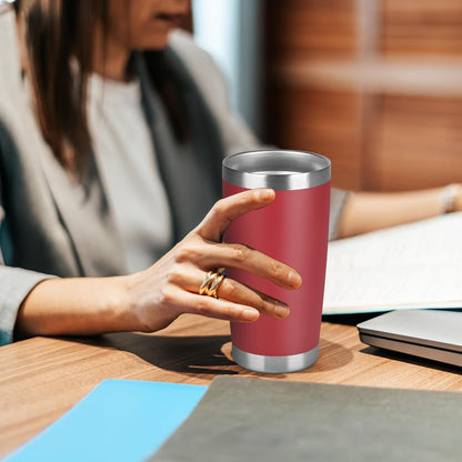 20 oz Tumbler Stainless Steel Tumblers Bulk with Lid Double Wall Insulated Coffee Tumbler Cups for Hot & Cold Drinks Powder Coated Travel Coffee Tumbler Mug Metal (Stainless Steel, 1 pack)
