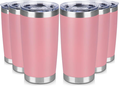 20 oz Tumbler Stainless Steel Tumblers Bulk with Lid Double Wall Insulated Coffee Tumbler Cups for Hot & Cold Drinks Powder Coated Travel Coffee Tumbler Mug Metal (Stainless Steel, 1 pack)