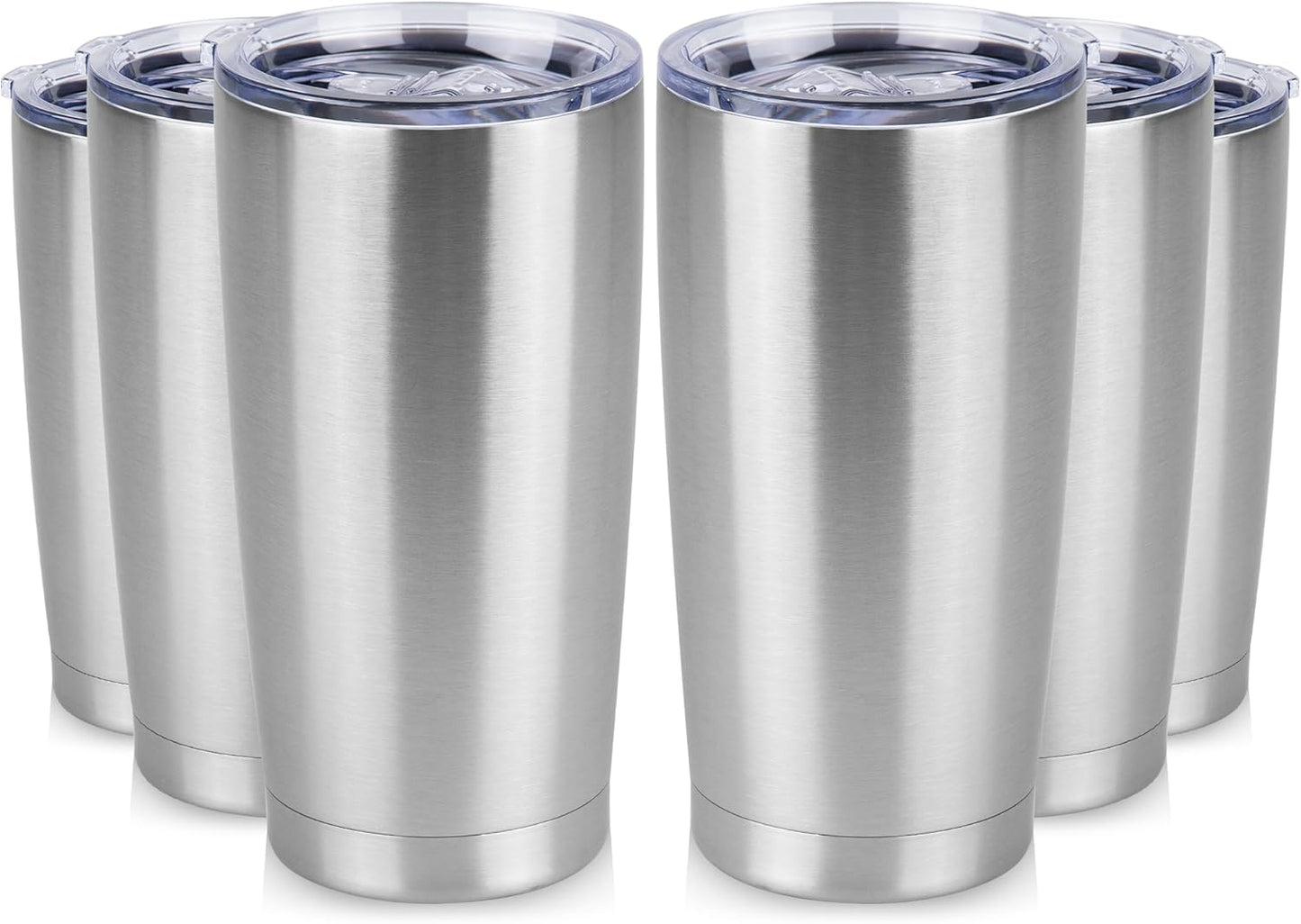 20 oz Tumbler Stainless Steel Tumblers Bulk with Lid Double Wall Insulated Coffee Tumbler Cups for Hot & Cold Drinks Powder Coated Travel Coffee Tumbler Mug Metal (Stainless Steel, 1 pack)
