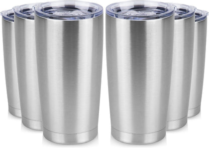 20 oz Tumbler Stainless Steel Tumblers Bulk with Lid Double Wall Insulated Coffee Tumbler Cups for Hot & Cold Drinks Powder Coated Travel Coffee Tumbler Mug Metal (Stainless Steel, 1 pack)