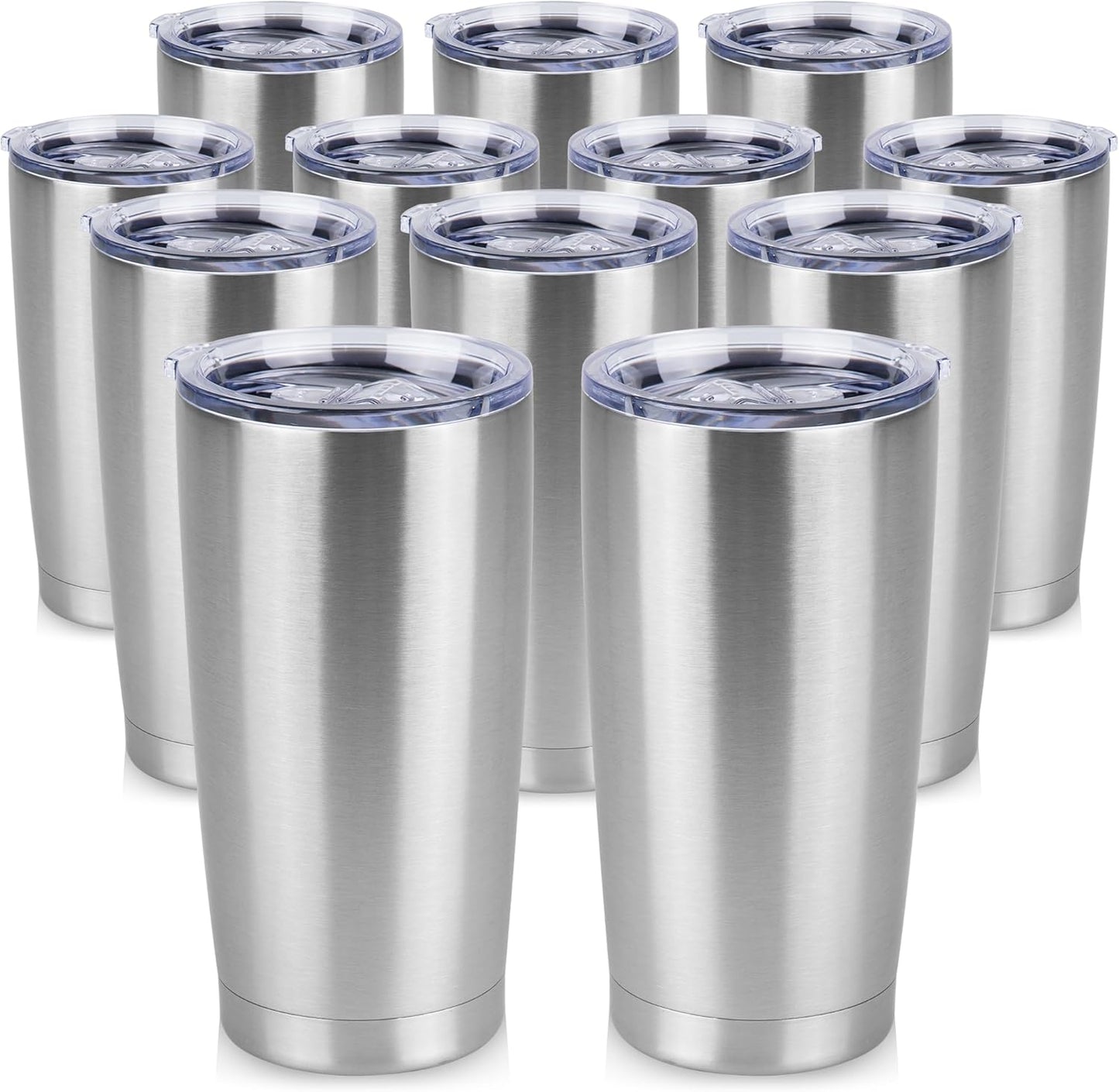 20 oz Tumbler Stainless Steel Tumblers Bulk with Lid Double Wall Insulated Coffee Tumbler Cups for Hot & Cold Drinks Powder Coated Travel Coffee Tumbler Mug Metal (Stainless Steel, 1 pack)