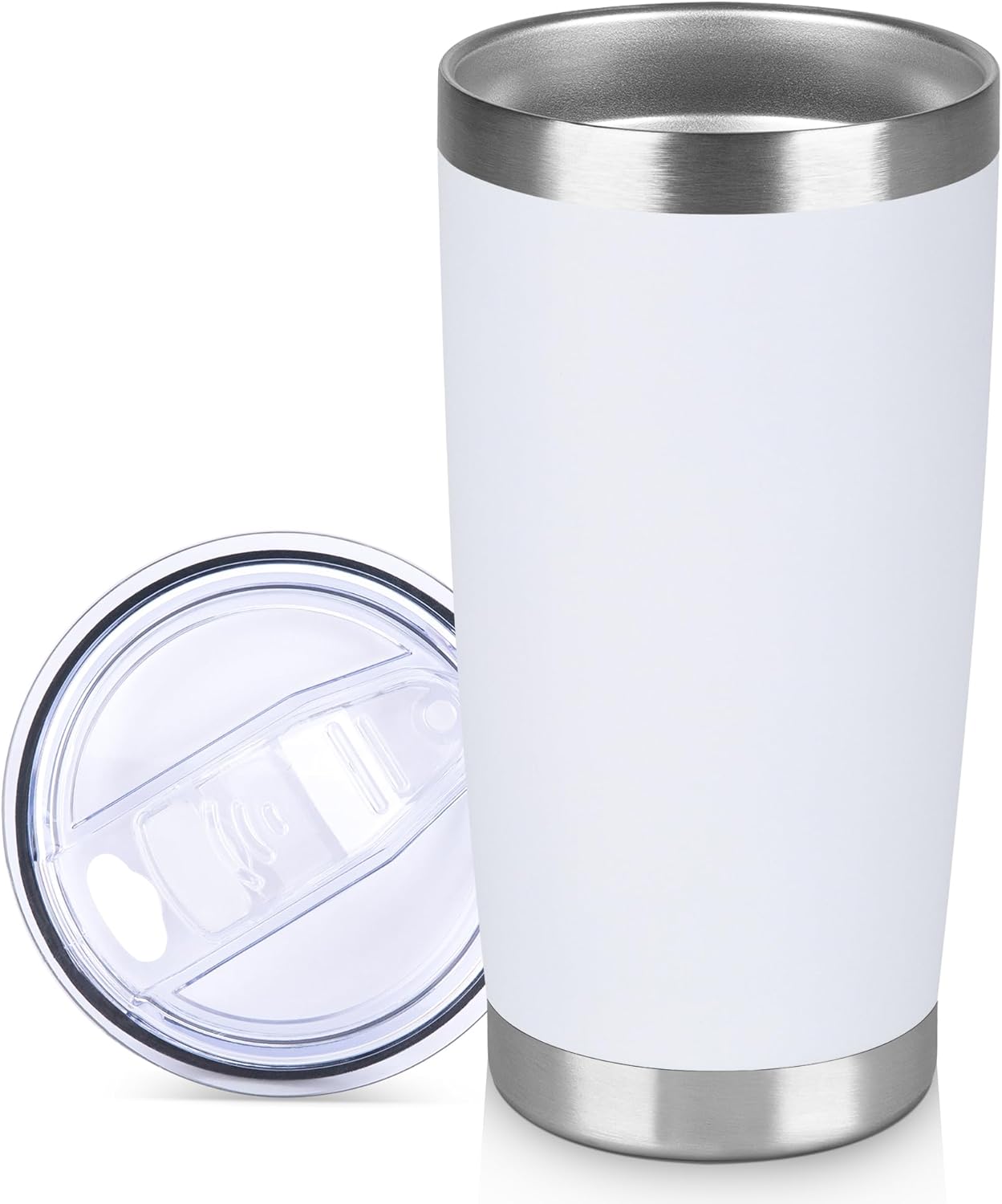20 oz Tumbler Stainless Steel Tumblers Bulk with Lid Double Wall Insulated Coffee Tumbler Cups for Hot & Cold Drinks Powder Coated Travel Coffee Tumbler Mug Metal (Stainless Steel, 1 pack)