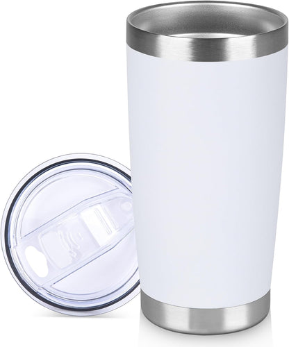 20 oz Tumbler Stainless Steel Tumblers Bulk with Lid Double Wall Insulated Coffee Tumbler Cups for Hot & Cold Drinks Powder Coated Travel Coffee Tumbler Mug Metal (Stainless Steel, 1 pack)
