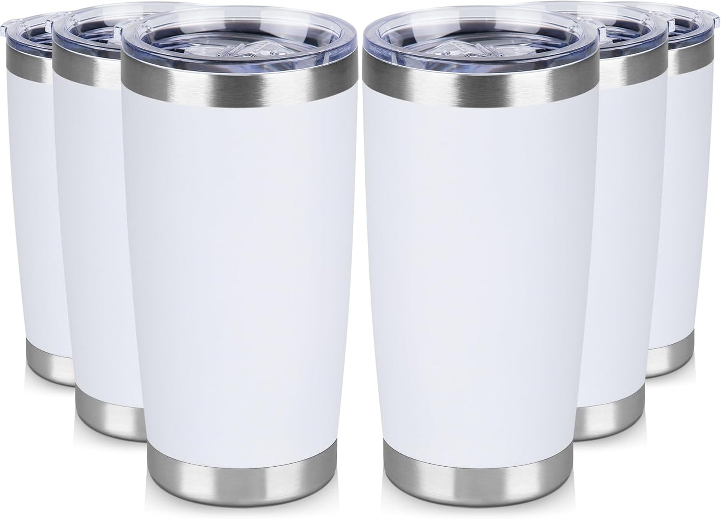 20 oz Tumbler Stainless Steel Tumblers Bulk with Lid Double Wall Insulated Coffee Tumbler Cups for Hot & Cold Drinks Powder Coated Travel Coffee Tumbler Mug Metal (Stainless Steel, 1 pack)