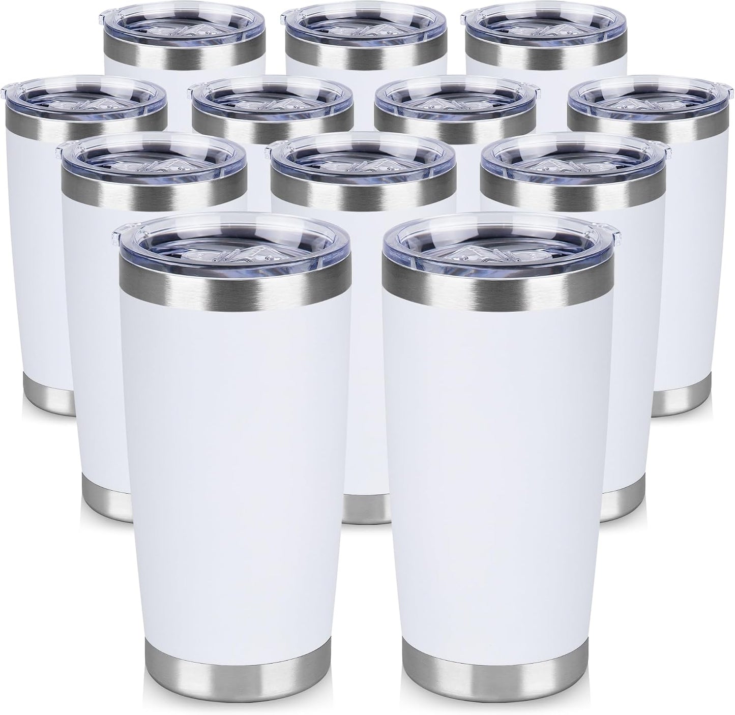 20 oz Tumbler Stainless Steel Tumblers Bulk with Lid Double Wall Insulated Coffee Tumbler Cups for Hot & Cold Drinks Powder Coated Travel Coffee Tumbler Mug Metal (Stainless Steel, 1 pack)