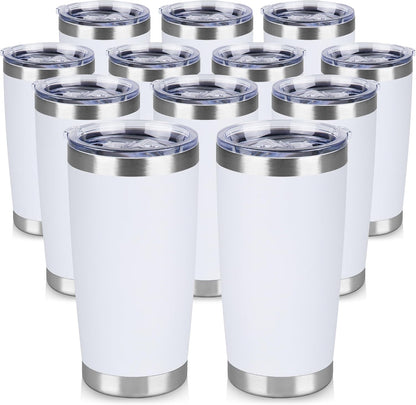 20 oz Tumbler Stainless Steel Tumblers Bulk with Lid Double Wall Insulated Coffee Tumbler Cups for Hot & Cold Drinks Powder Coated Travel Coffee Tumbler Mug Metal (Stainless Steel, 1 pack)