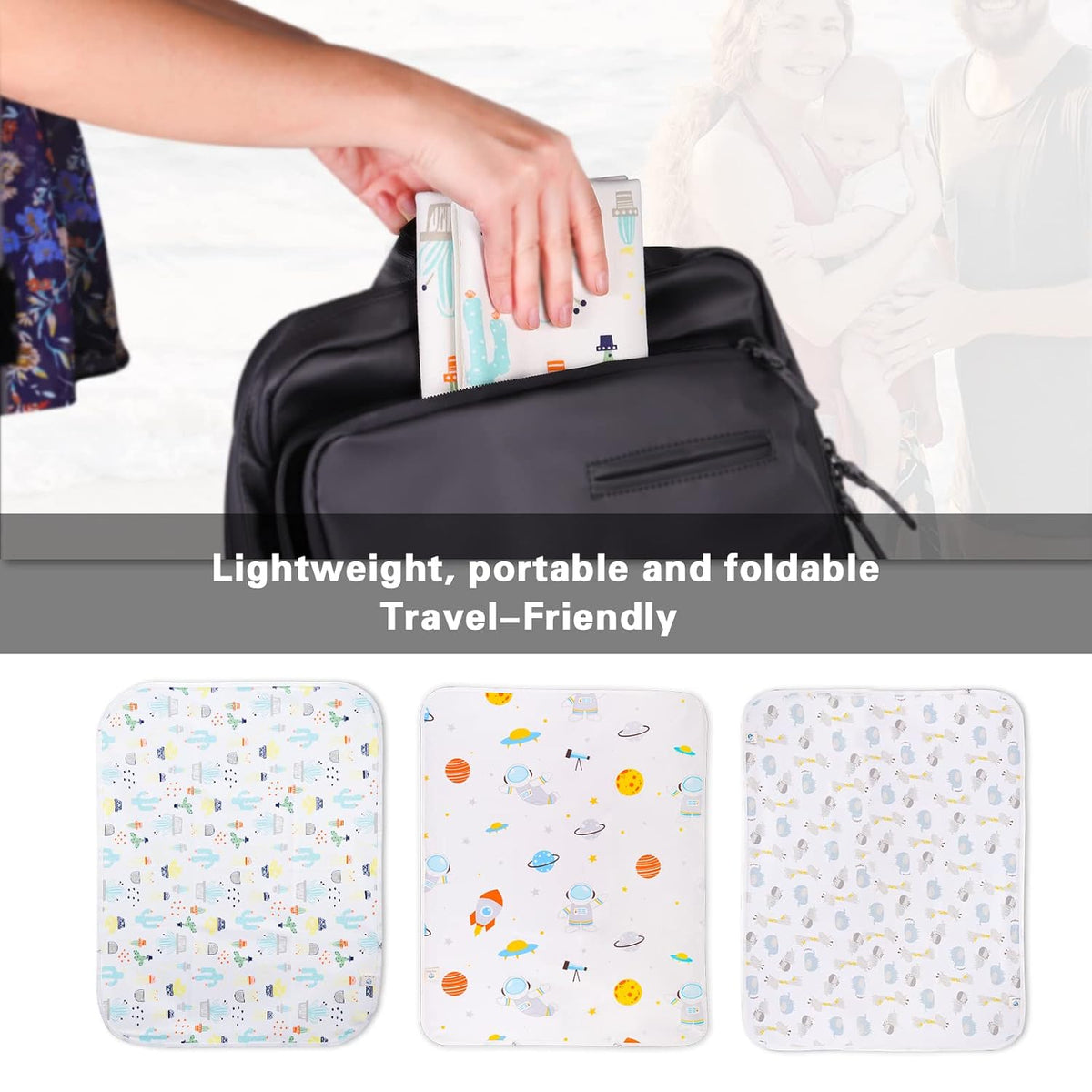 Baby Portable Changing Pad,22"x27.5"3 Pack,Cotton,Waterproof