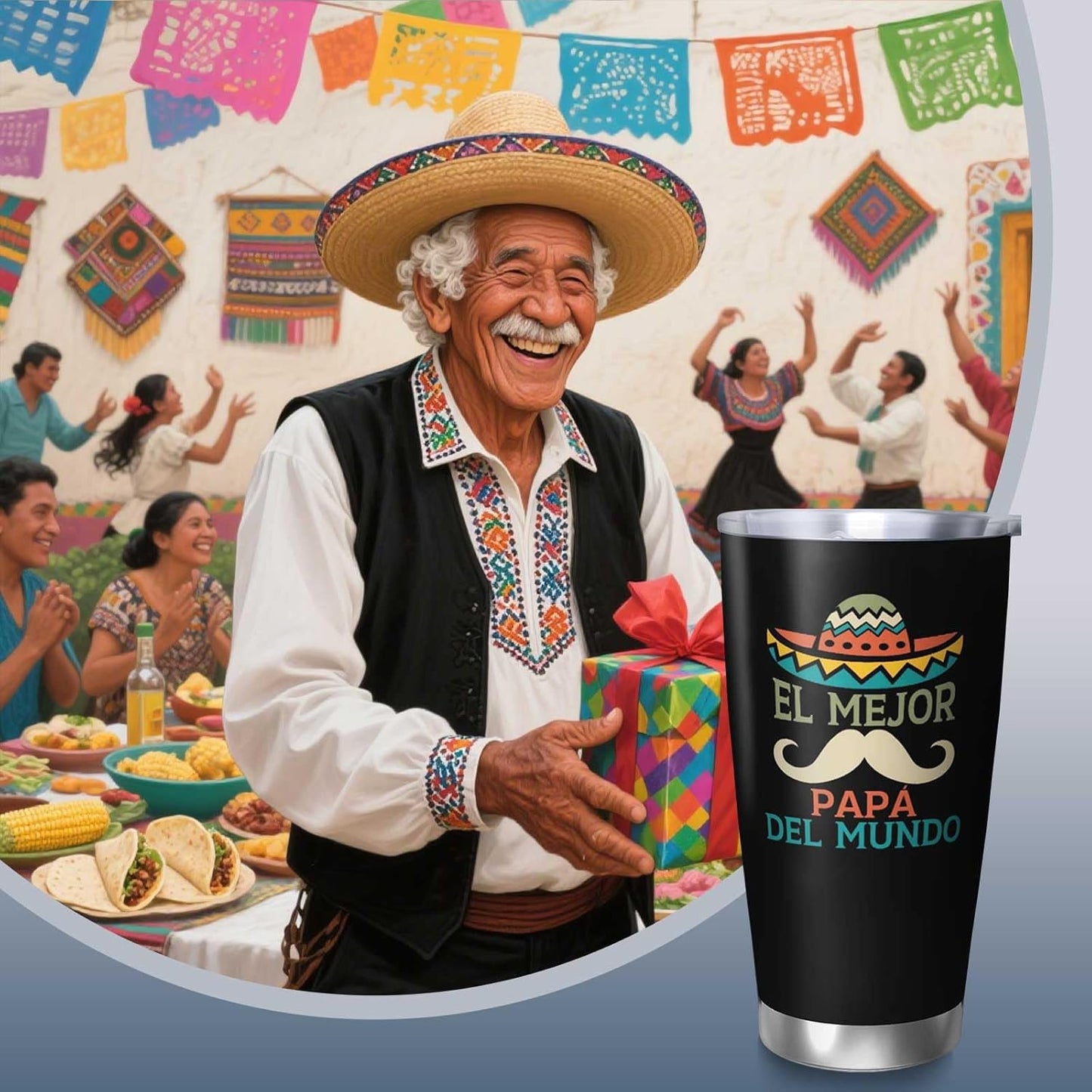 Spanish Papá Regalo 20oz Tumbler, Mexican Dad Gift for Men | Lovely Papá Mug Regalo, Heartfelt El Mejor Papa Del Mundo Present for Mexican Fathers