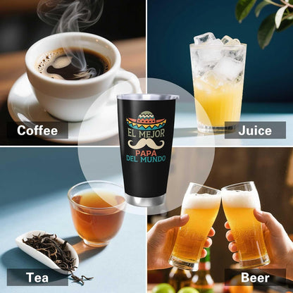 Spanish Papá Regalo 20oz Tumbler, Mexican Dad Gift for Men | Lovely Papá Mug Regalo, Heartfelt El Mejor Papa Del Mundo Present for Mexican Fathers