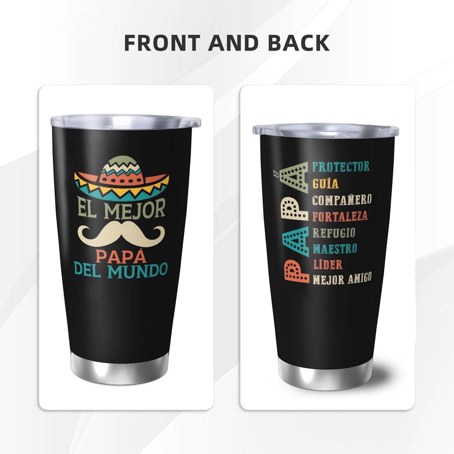 Spanish Papá Regalo 20oz Tumbler, Mexican Dad Gift for Men | Lovely Papá Mug Regalo, Heartfelt El Mejor Papa Del Mundo Present for Mexican Fathers