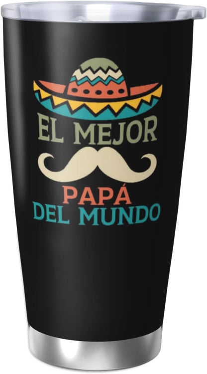 Spanish Papá Regalo 20oz Tumbler, Mexican Dad Gift for Men | Lovely Papá Mug Regalo, Heartfelt El Mejor Papa Del Mundo Present for Mexican Fathers