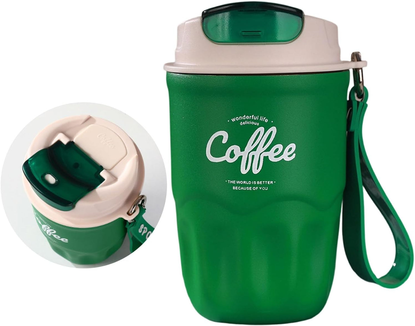 Stainless Steel Coffee Mug, Insulated Coffee Mug with Handle, Insulated -Tumbler with Lid & Handle, Leakproof, Keep Hot/Ice, Tea & Beers, for Home, Offices & Outdoor Use