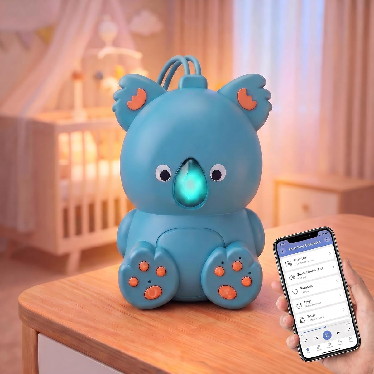 Portable White Noise Baby Sound Machine with Bluetooth Speaker and Timer