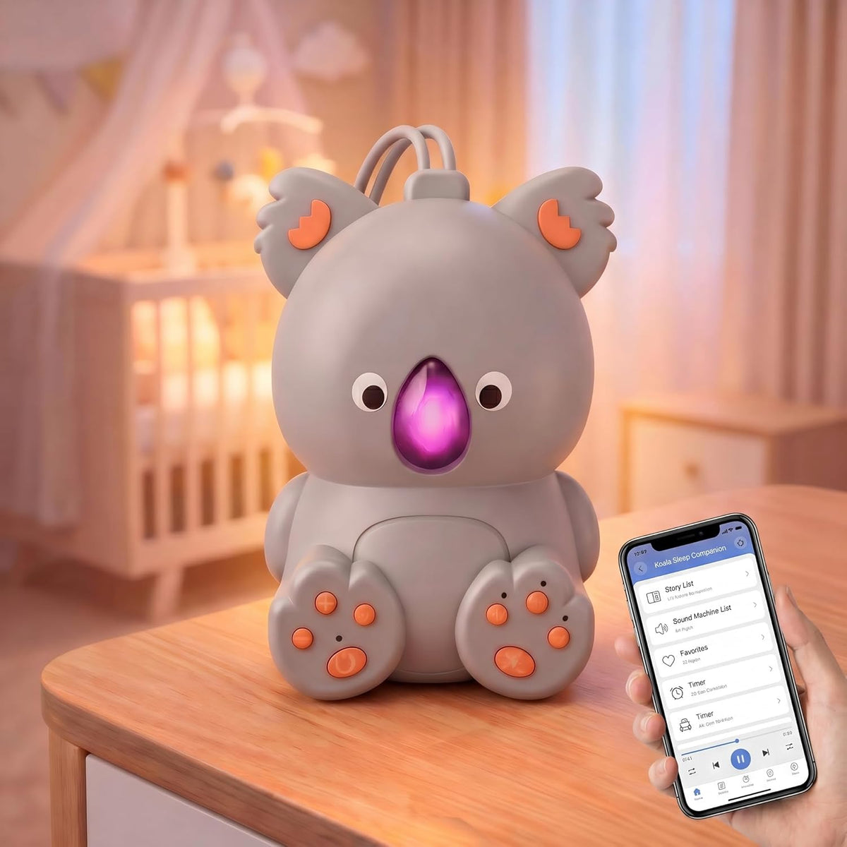 Portable White Noise Baby Sound Machine with Bluetooth Speaker and Timer
