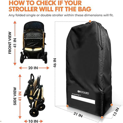 Waterproof Single and Double Stroller Bag for Airplane - Travel Stroller Cover for Air Travel and Storage - Gate Check Bag Backpack- Baby Airplane Essentials - Black