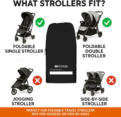 Waterproof Single and Double Stroller Bag for Airplane - Travel Stroller Cover for Air Travel and Storage - Gate Check Bag Backpack- Baby Airplane Essentials - Black